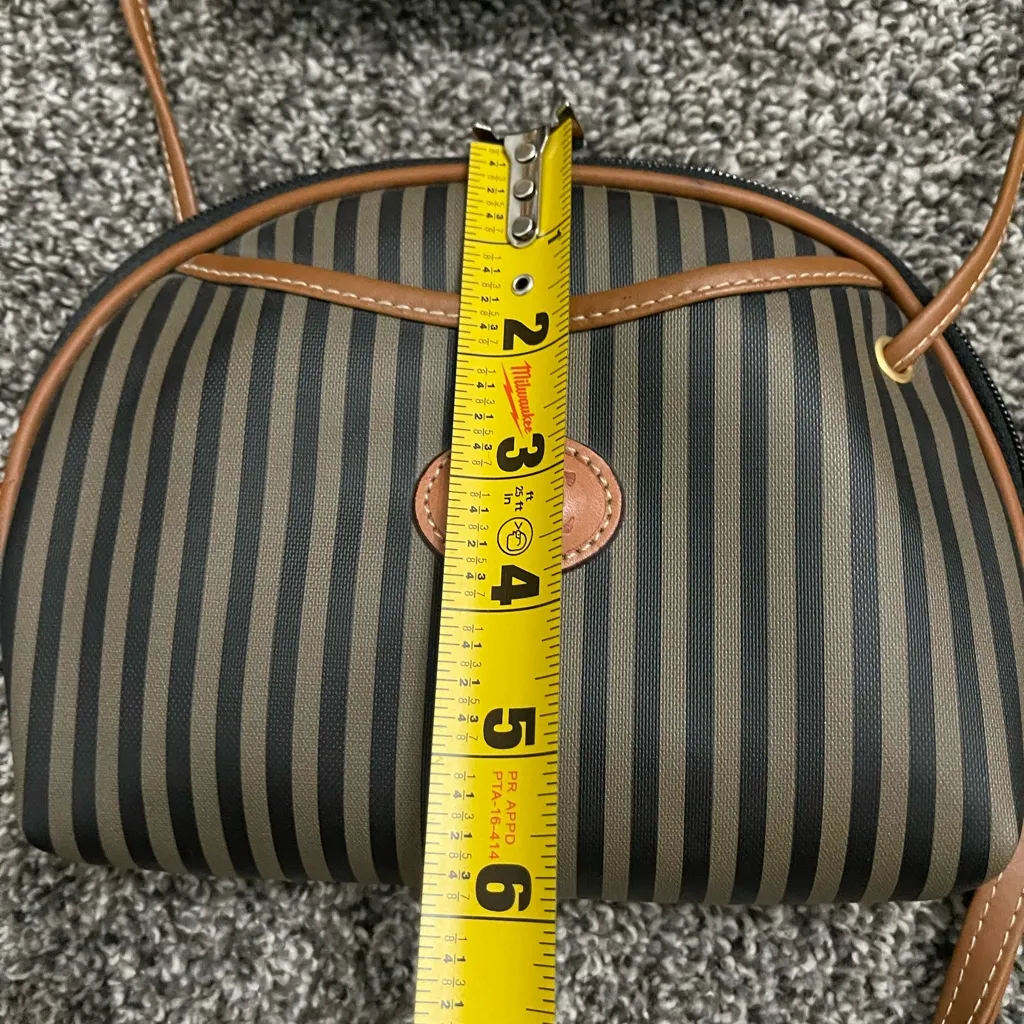 Vintage Allan Edward Black Brown Striped Crossbody Shoulder Bag Purse Wallet - Image 5