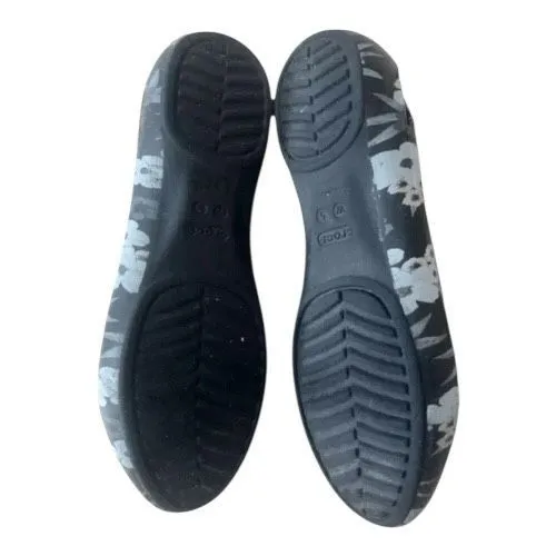 Crocs Womens Flats Size 5 Slip On Black Floral Ballet Shoes Comfort Water Shoes - Image 9