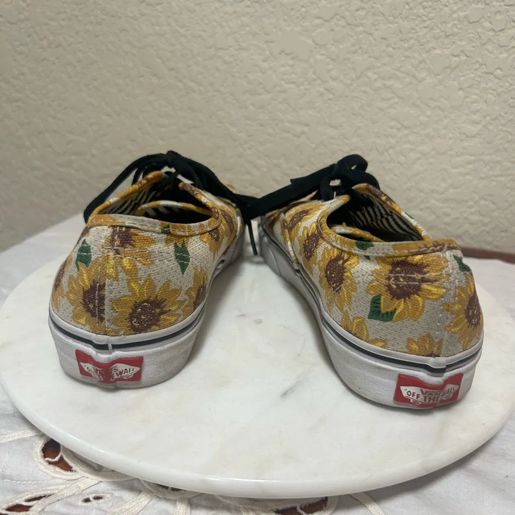 VANS Authentic Canvas White Sunflower Dots Lace-Up Low Top Sneakers Shoe… - Image 2
