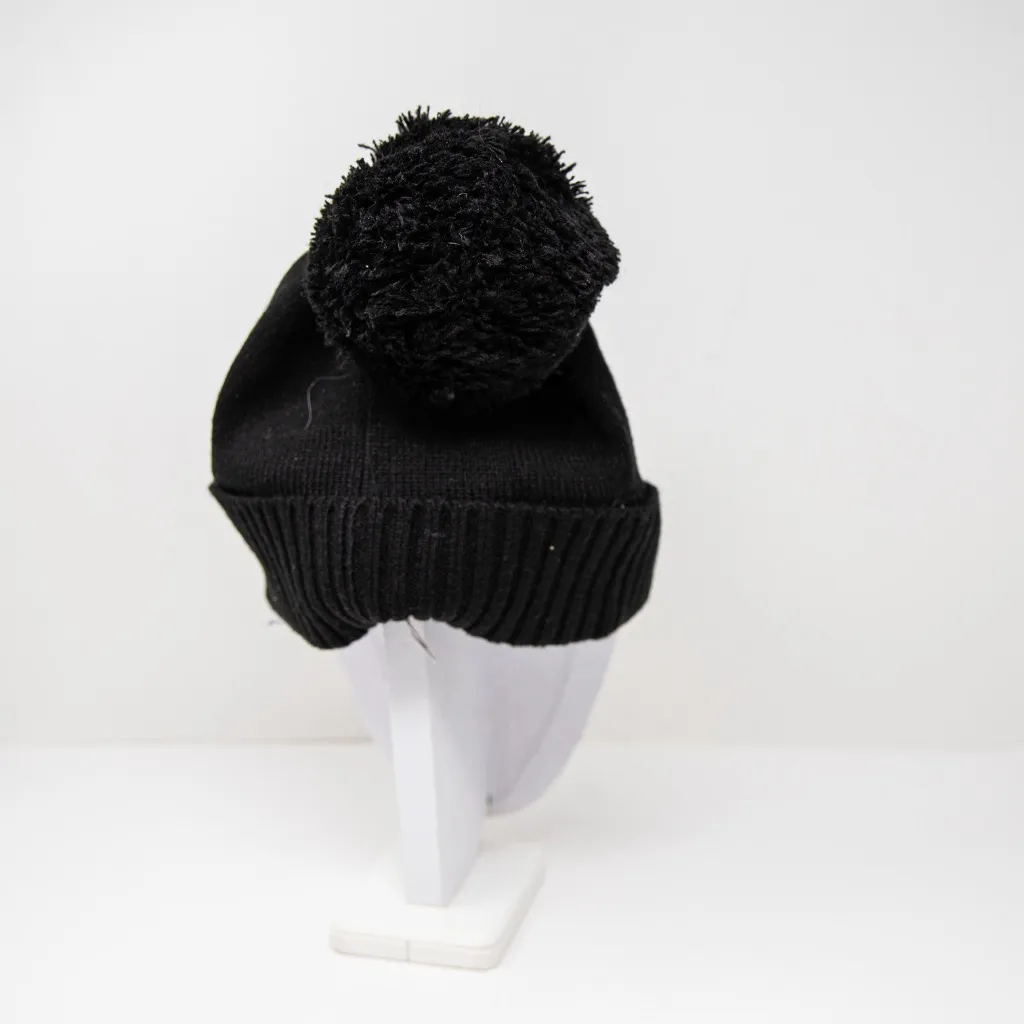 NEW Kate Spade Have A Nice Day Graphic Print Beanie Pom Pom Hat Black White - Image 3