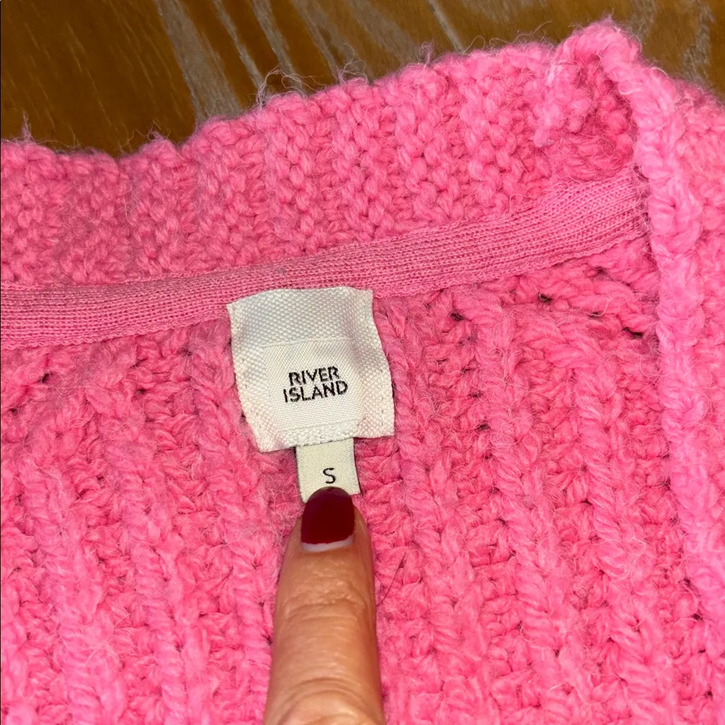 River Island  Chunky Open Cardigan in Pink - Image 2