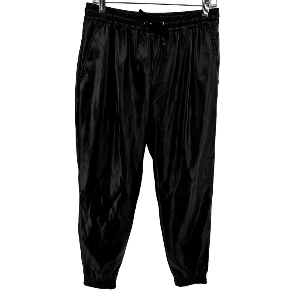 Zara Faux Leather Jogger Pants Drawstring Pocket Elastic Waist Black M NWT - Image 2