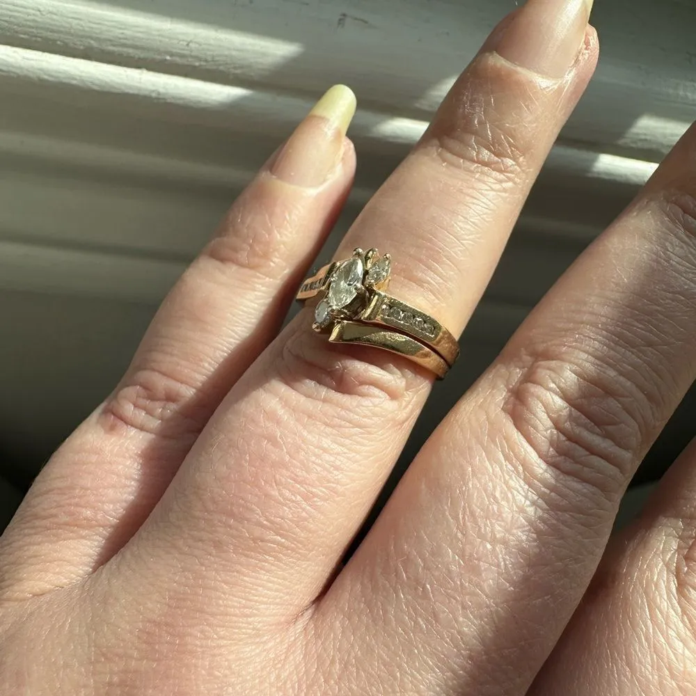 Engagement Wedding Ring set 14K GOLD Gold - Image 2