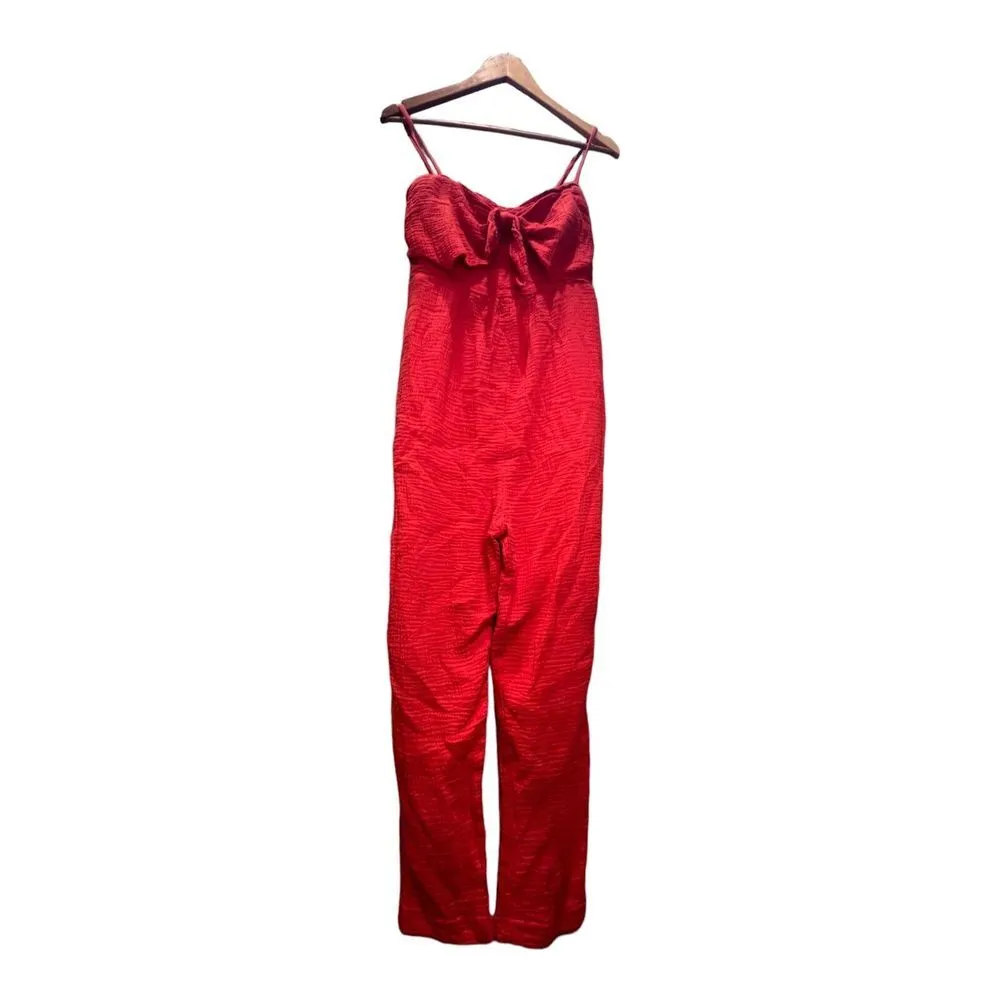 Saturday Sunday Anthropologie Isabel Tie‎ Front Jumpsuit Sleeveless Red Sz S - Image 2