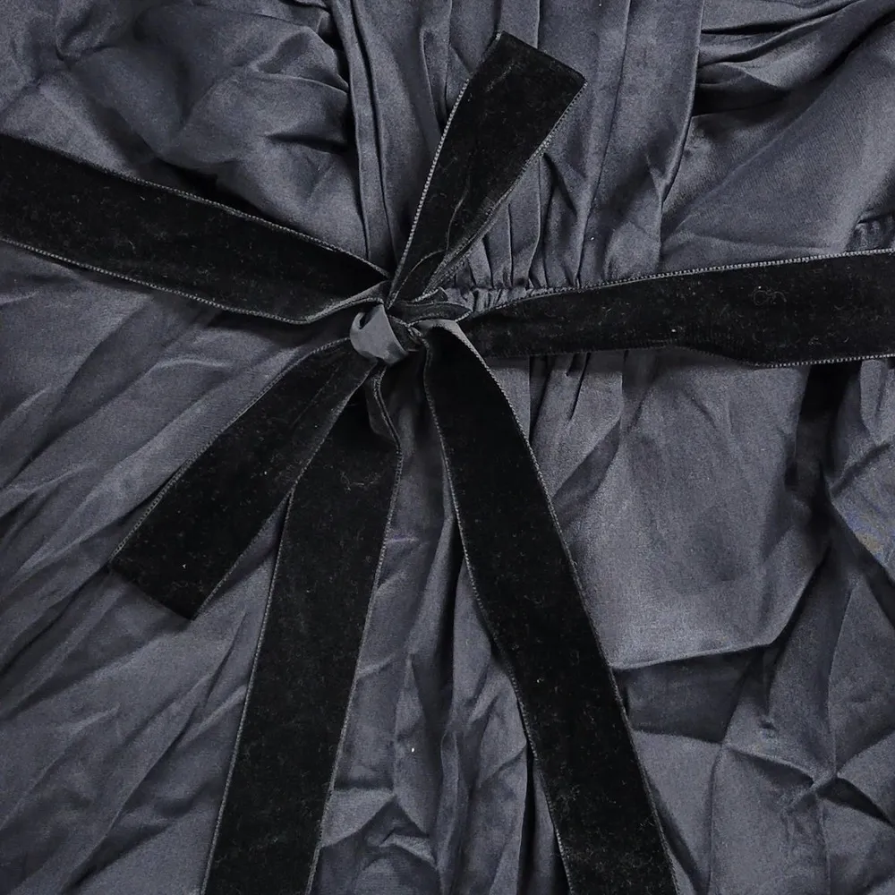 Banana Republic Womens Top Sz 8 Black Silk Strapless Ruched Velvet Sash Babydoll - Image 12