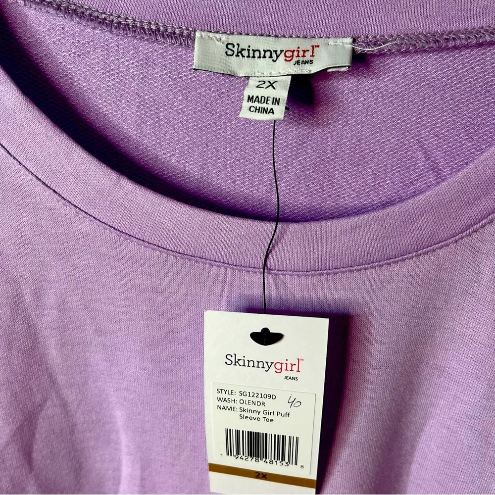 SkinnyGirl Soft Stretchy Purple Puff Sleeve Tee Size 2X New! - Image 5