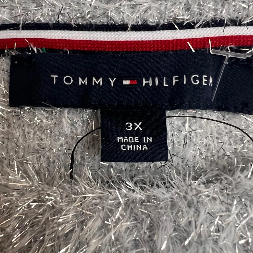 Tommy Hilfiger Women's Sweaters Fuzzy Gray/White Crew Neck Long Sleeve Size 3X - Image 4