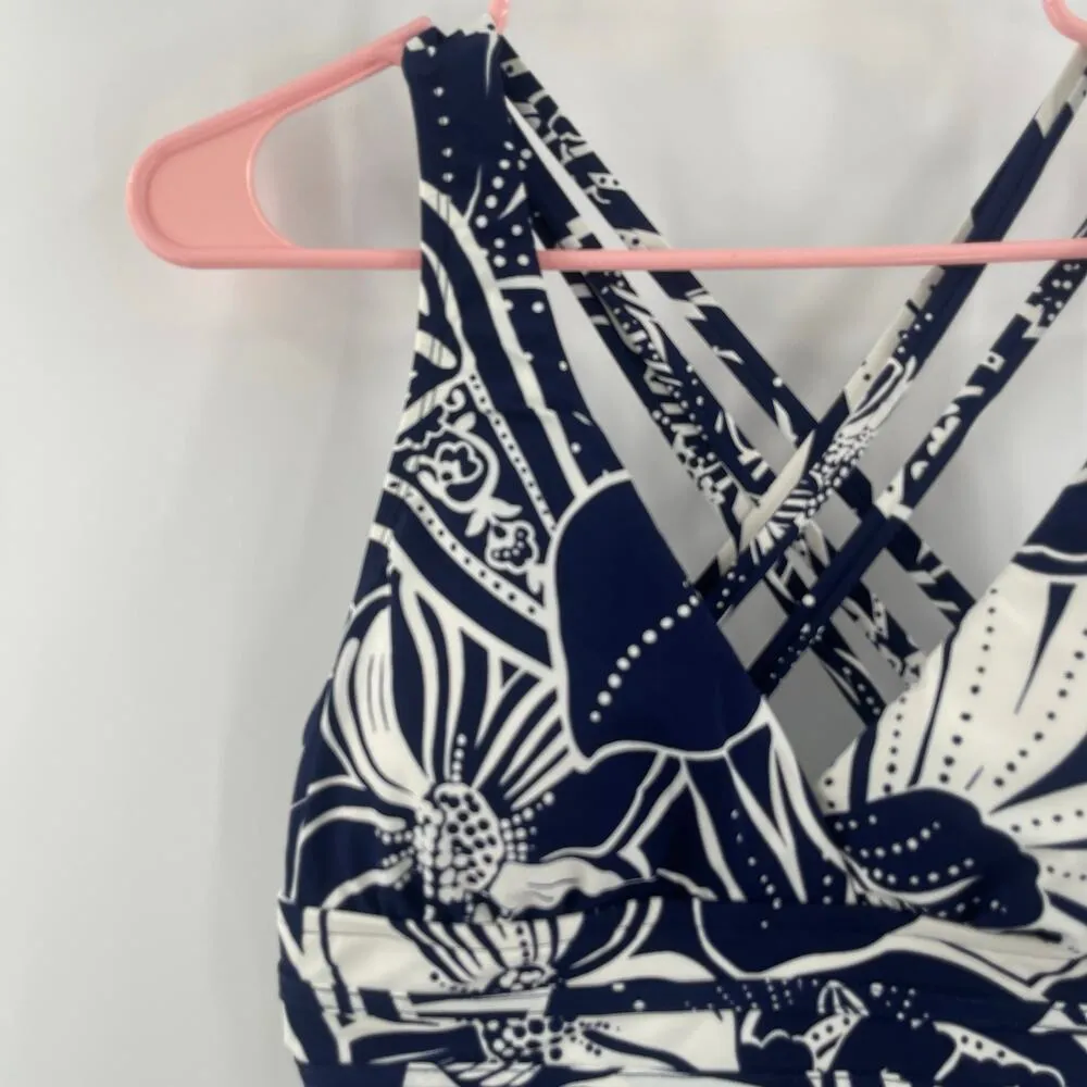 LA BLANCA Swimsuit SZ 6 The Playa One Piece NWT Indigo Blue Strappy Cross Back - Image 9