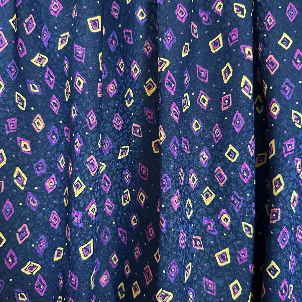 Vintage Breckenridge Petites Purple Geometric Patterned Pleated Midi Skirt Sz 8P - Image 7