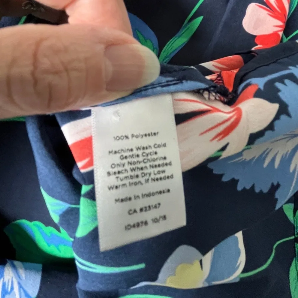 Talbots Petites 16P Sleeveless‎ Blouse Navy Floral Print Layering Top - Image 7