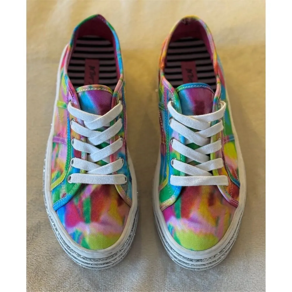 Betsey Johnson Women's PEAZE Tie-Dye Glitter Sneakers Size 7M Multicolor - Image 2