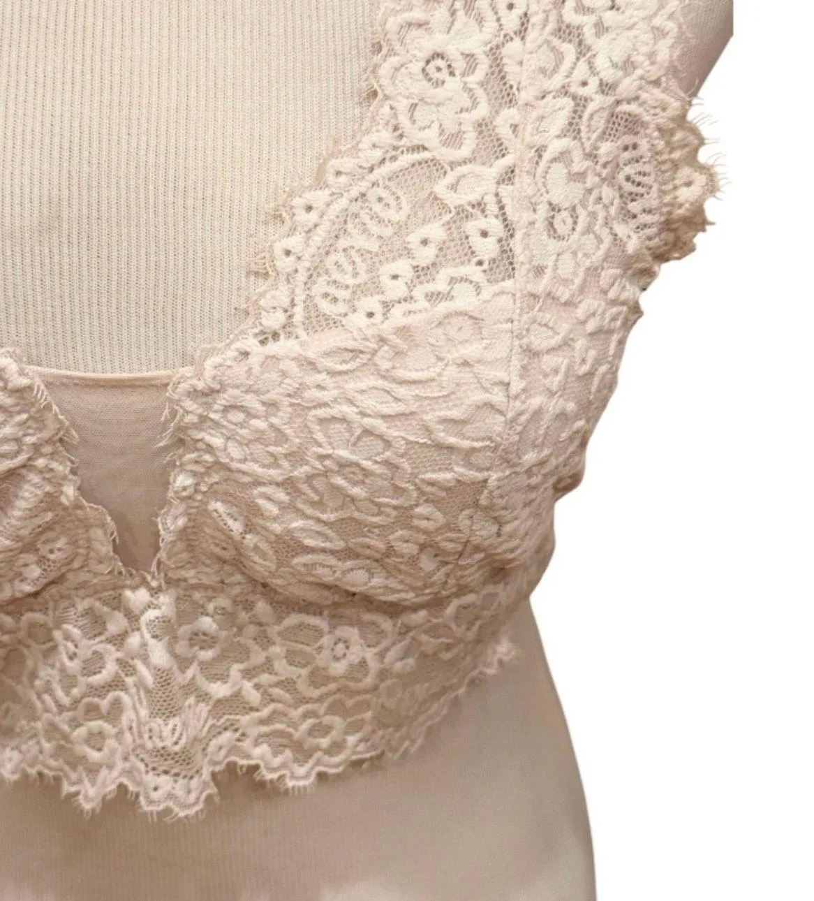 Aerie Bralette Bra Lace Ivory M - Image 2