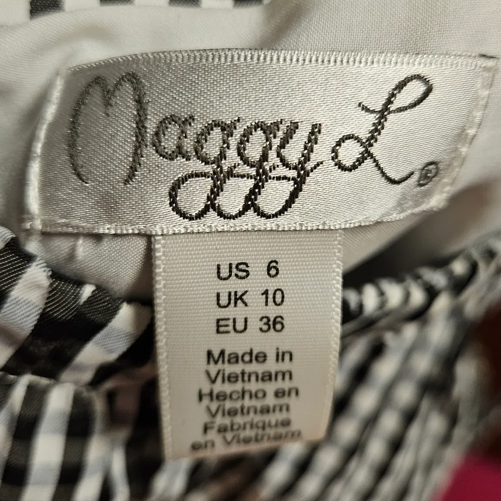 Maggy London sz 6 womens gingham print maxi dress - Image 4