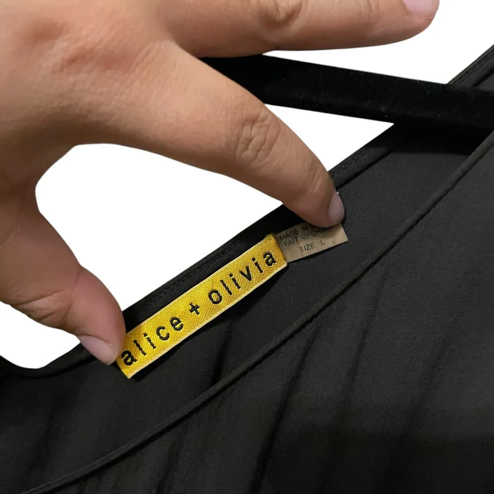 Alice + Olivia 100% Silk Brown Black Mini Dress Style C908954216 Size Large - Image 3