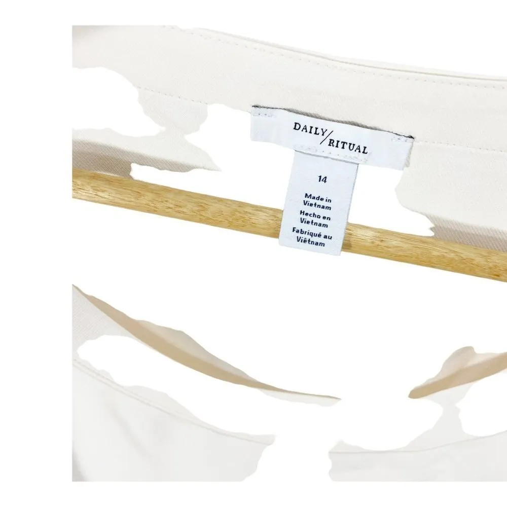 Daily Ritual Ivory Cap Sleeve Blouse Sz 14 Relaxed Fit Short Sleeve NEW - Image 4