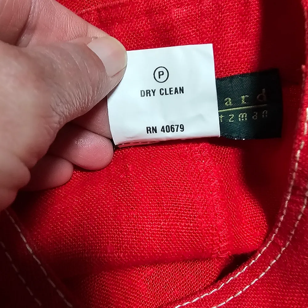 Vintage Harve Benard Red Contast Stitch Linen Blazer Size 16 - Image 5