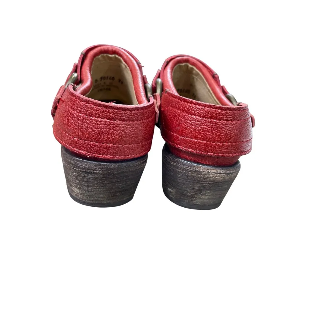 Frye Vintage womans Leather Red Harness Mules Booties shoes Size 7B  SKU 8895 - Image 15