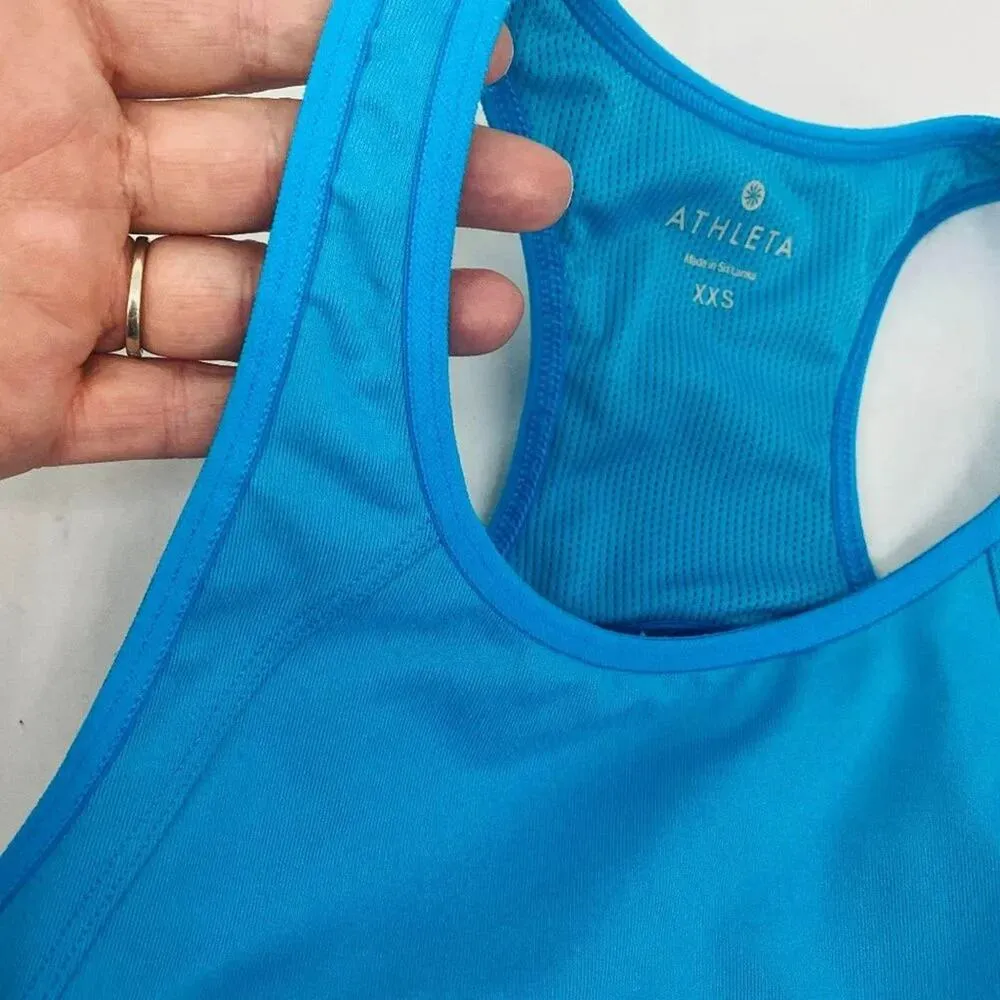 Athleta Double Dare Bra Blue XXS Pullover Sports Bra Gym Workout Fitness - Image 3