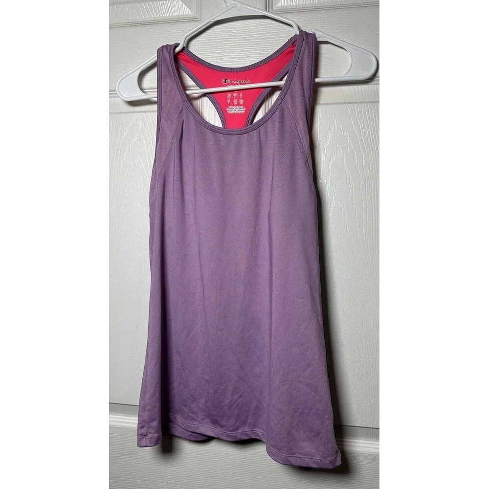Champion Womens Large‎ Power Train Racer Back Tank Top Shelf Bra Purple Fitted - Image 4
