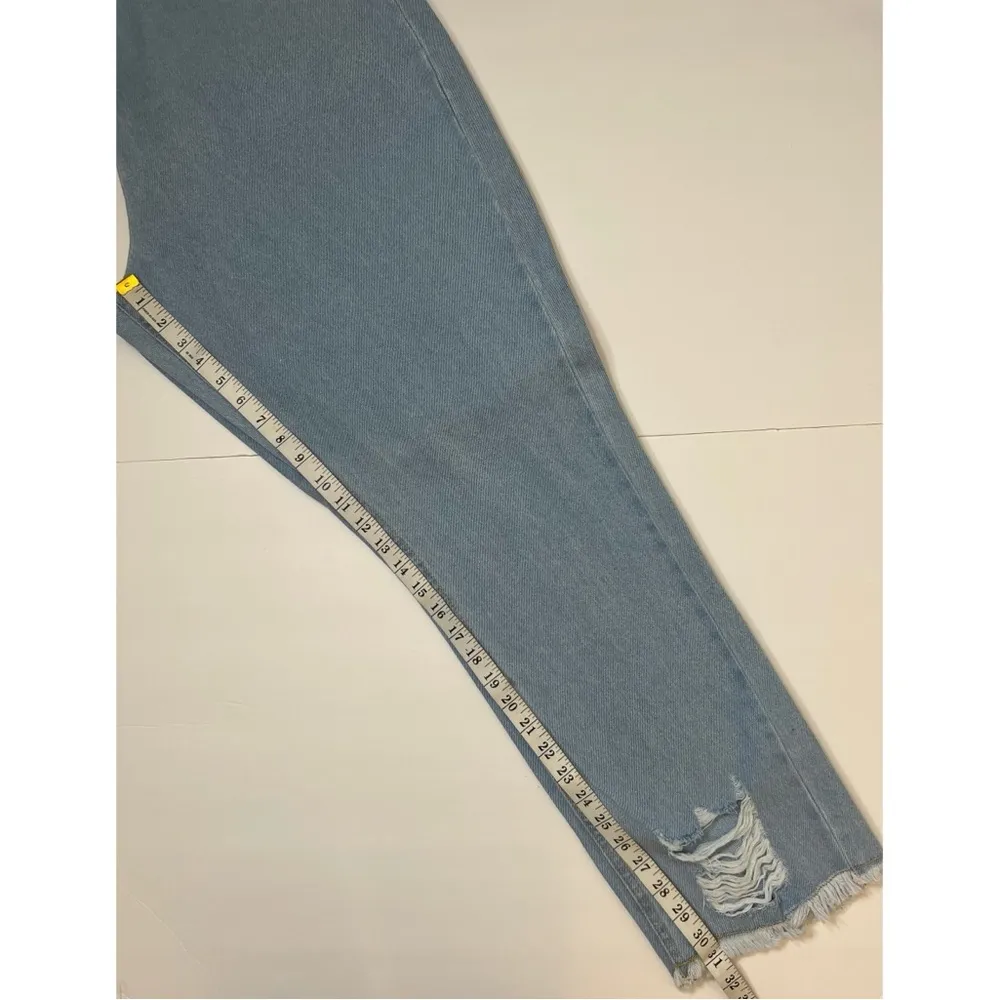 PrettyLittleThing Blue Shape Vintage Ripped Hem Straight Leg Jeans Sz 12… - Image 8