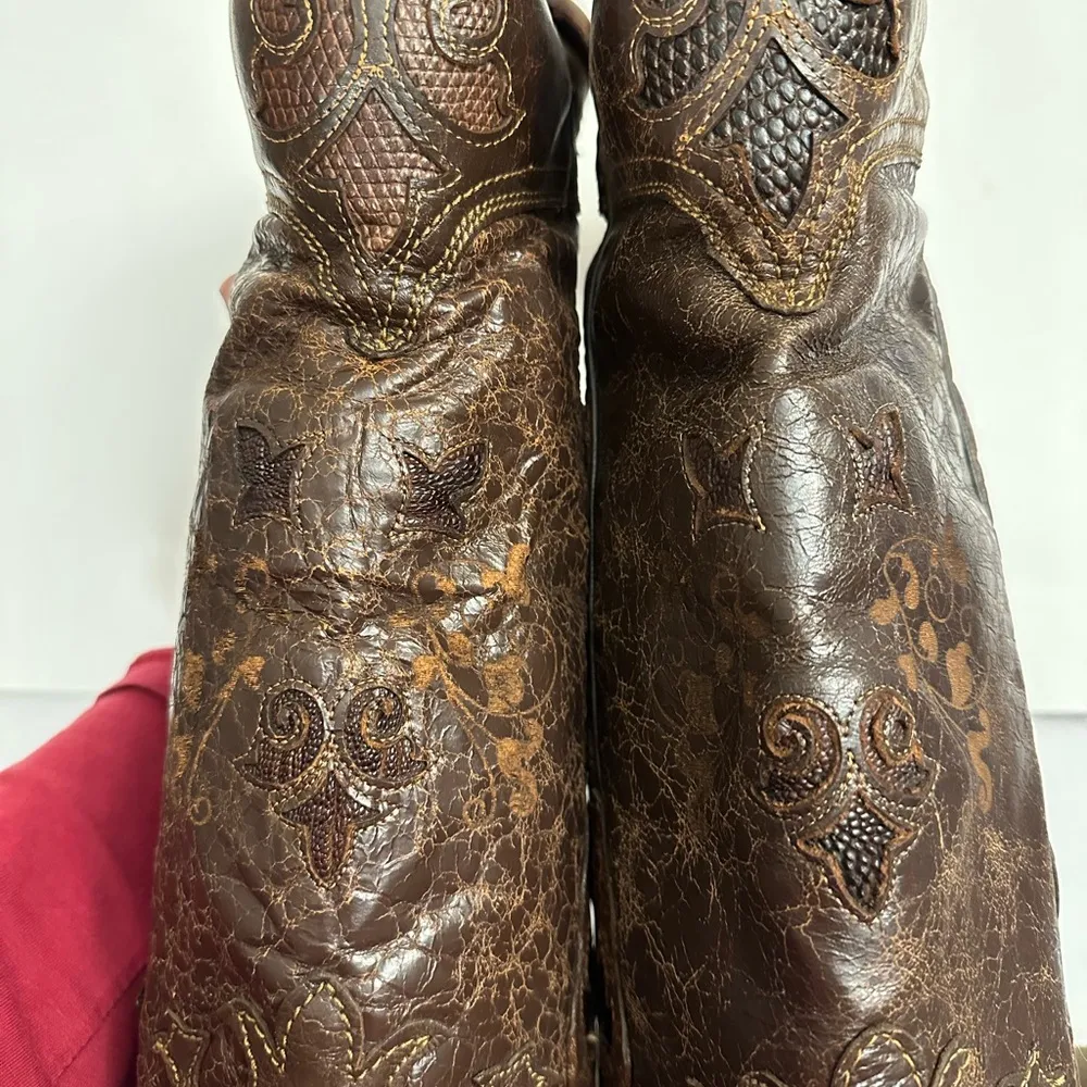 CORRAL Women's Vintage Lizard Inlay Snip Toe Cowgirl Boots C2109 Size 9.5 - Image 6