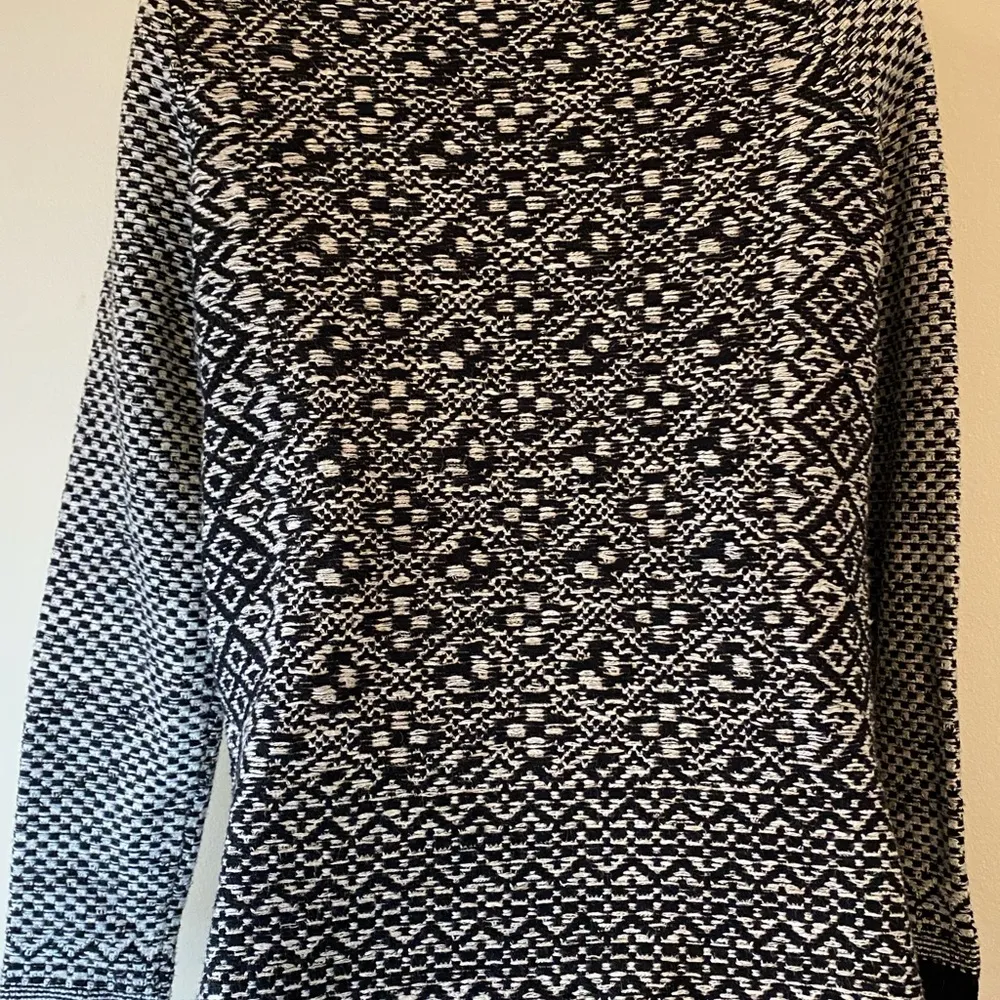Lucky Brand Black/White Cotton Sweater Side Zippers Long Sleeve Sz XS XC - Image 6
