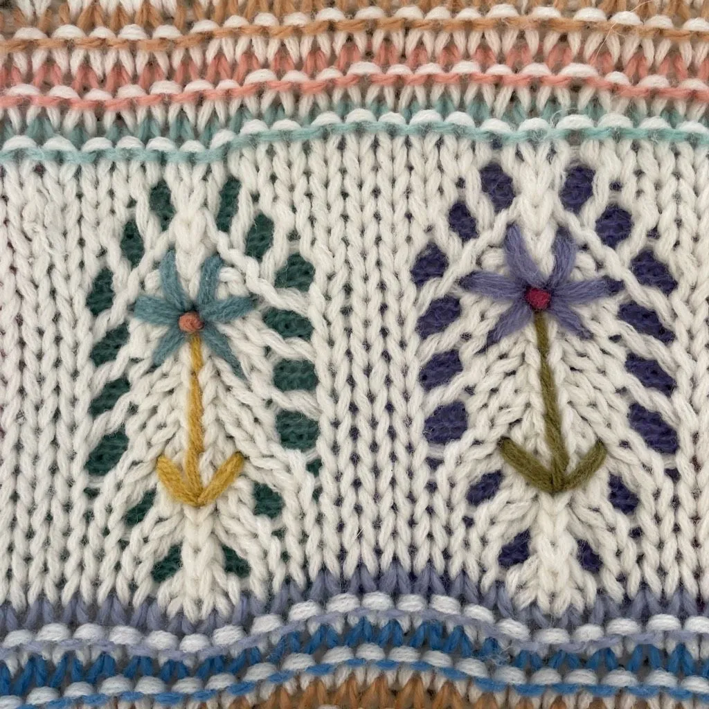 Vintage 90s Gitano Embroidered Flower Sweater XL Pink - Image 9