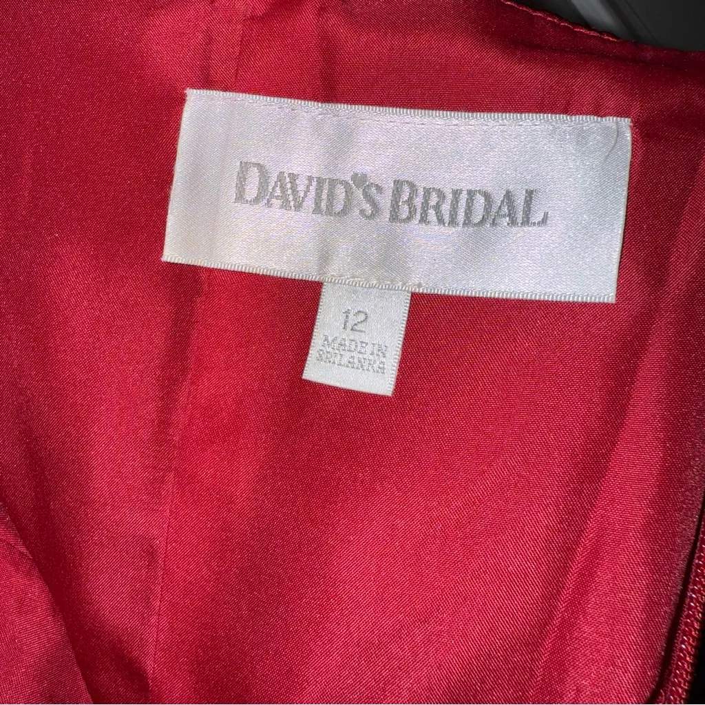 Dark Red Strapless David’s Bridal Formal Gown Prom Bridesmaids‎ Gala - Image 12