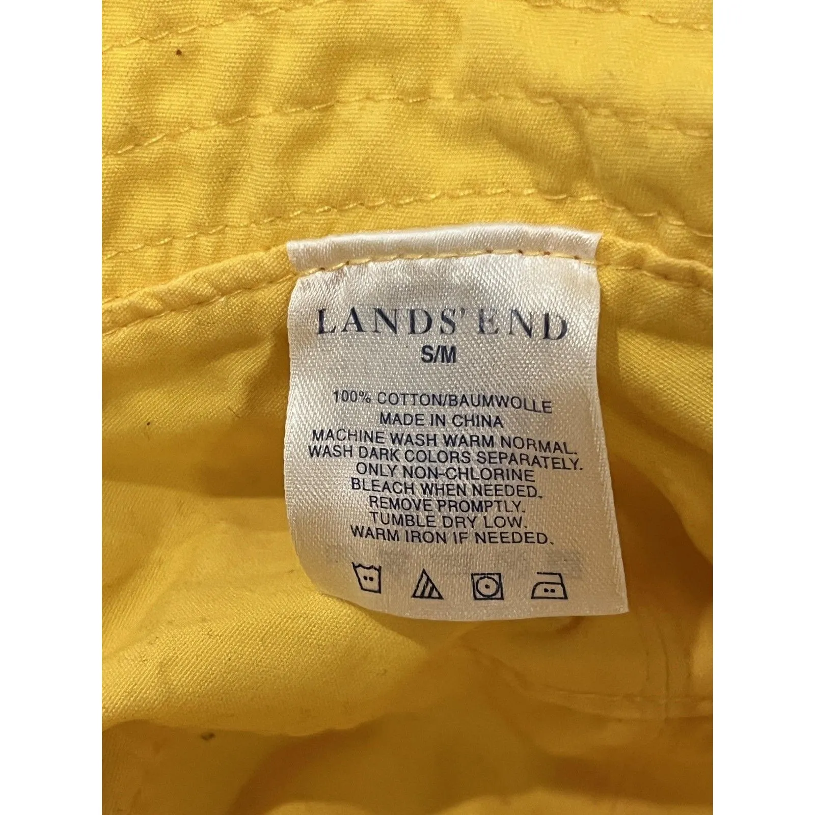 Lands' End Sun Hat Unisex Medium Yellow Wide Brim Cotton Beach Summer Casual - Image 6