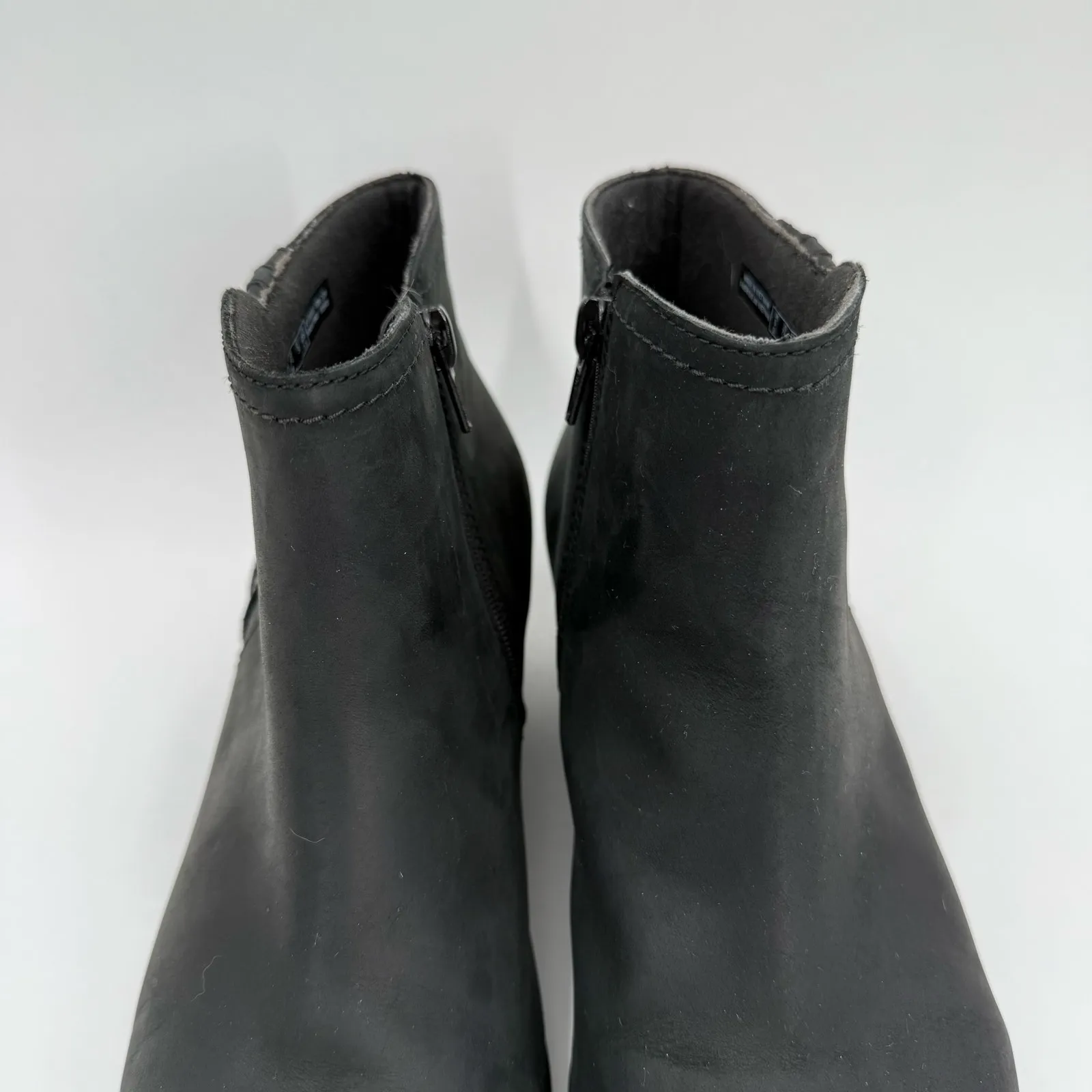 Clarks Adreena Lilac Ankle Boots SZ 7.5 Black Nubuck Booties Block Heel Leather - Image 4