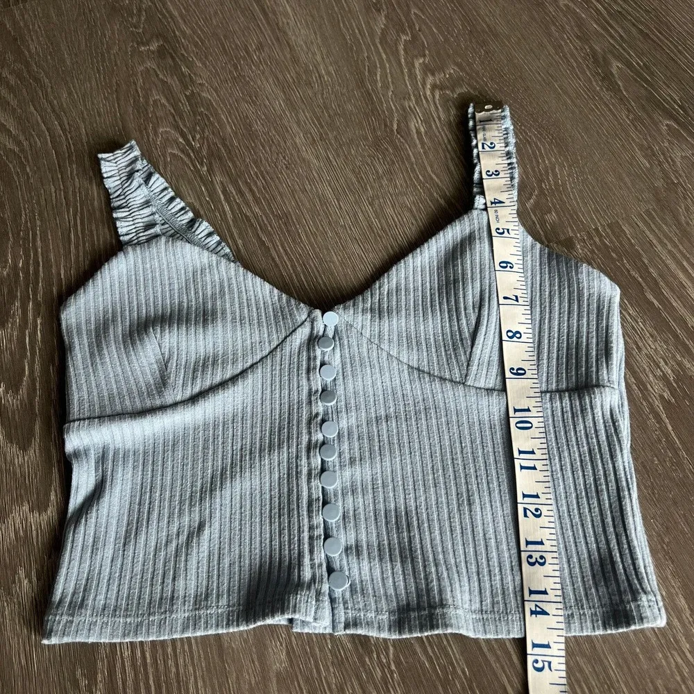 Forever 21 Crop Top Teens Small Button Front Blue - Image 9