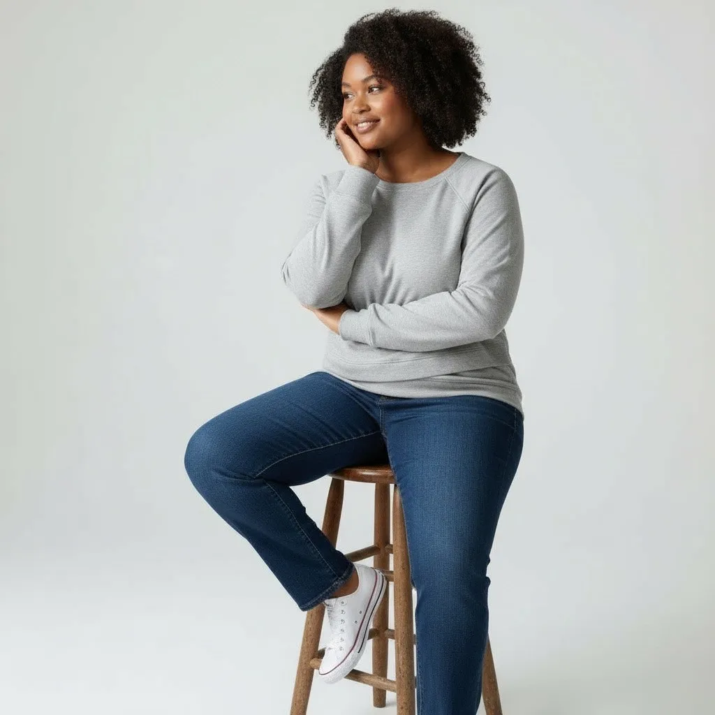 90 Degree by Reflex Women's Heather Gray Raglan
Crewneck Sweatshirt Size XL - Image 3