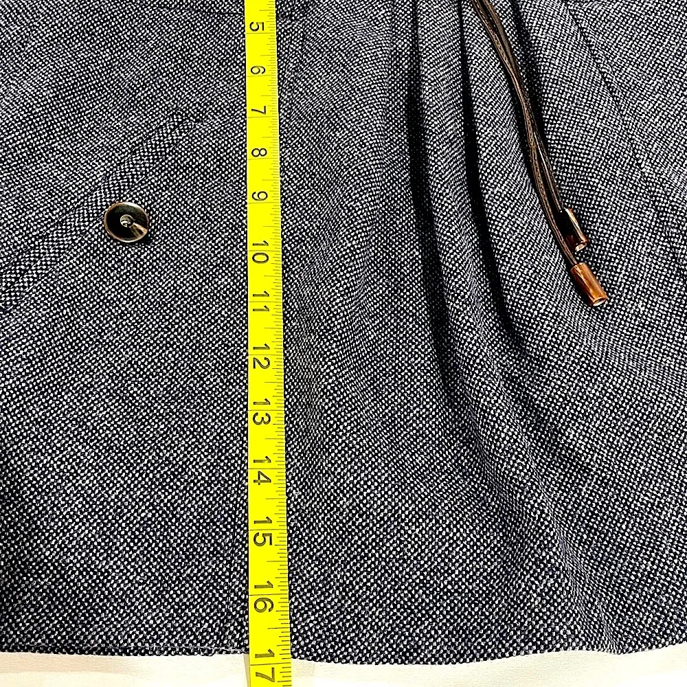 Wool and cashmere blend Italian made pleated denim blue mini skirt with pockets Size 4 - Image 5