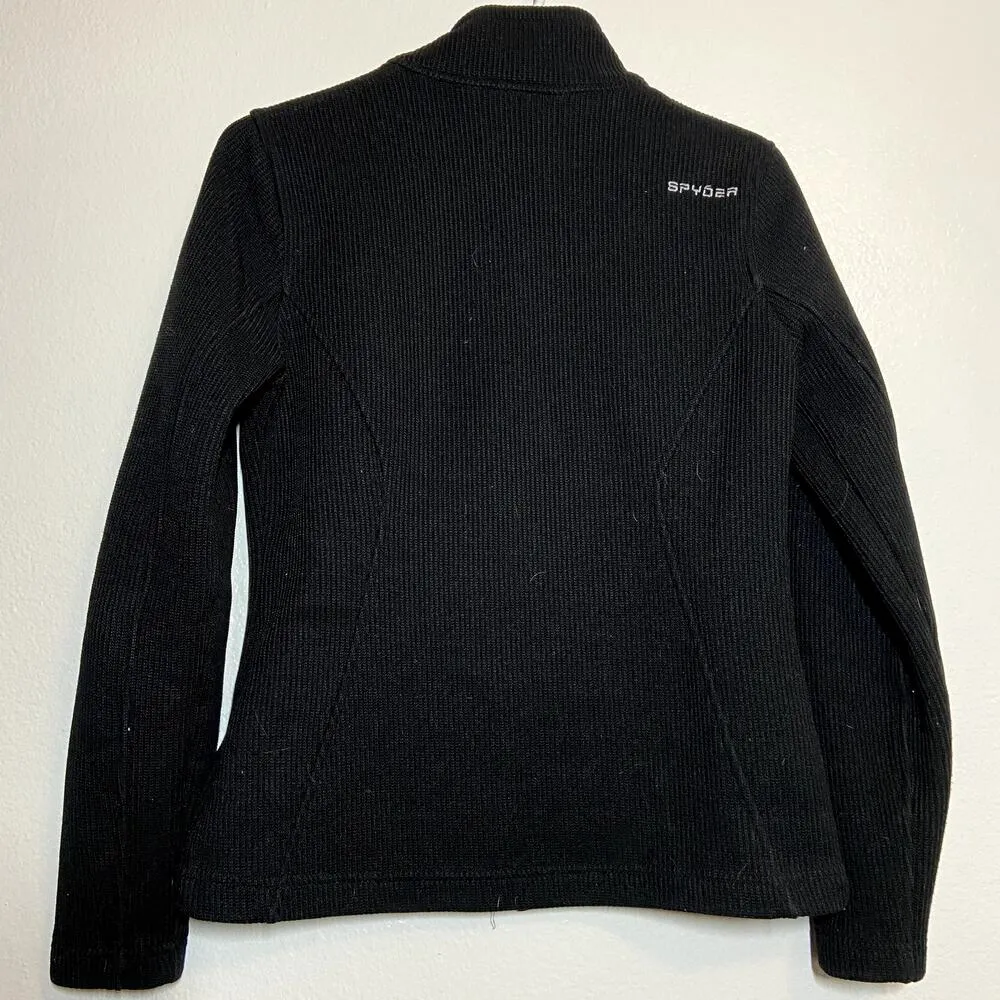 Spyder Sweater Mock Neck Full Zipper Long Sleeve Zipper Pocket Black Small - Image 4