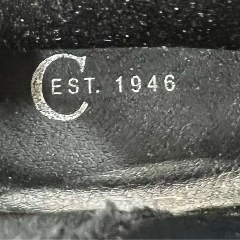 C Est 1946 Booties Ankle Black Silver Metallic 8 Block Heel Faux Leather Shimmer - Image 13