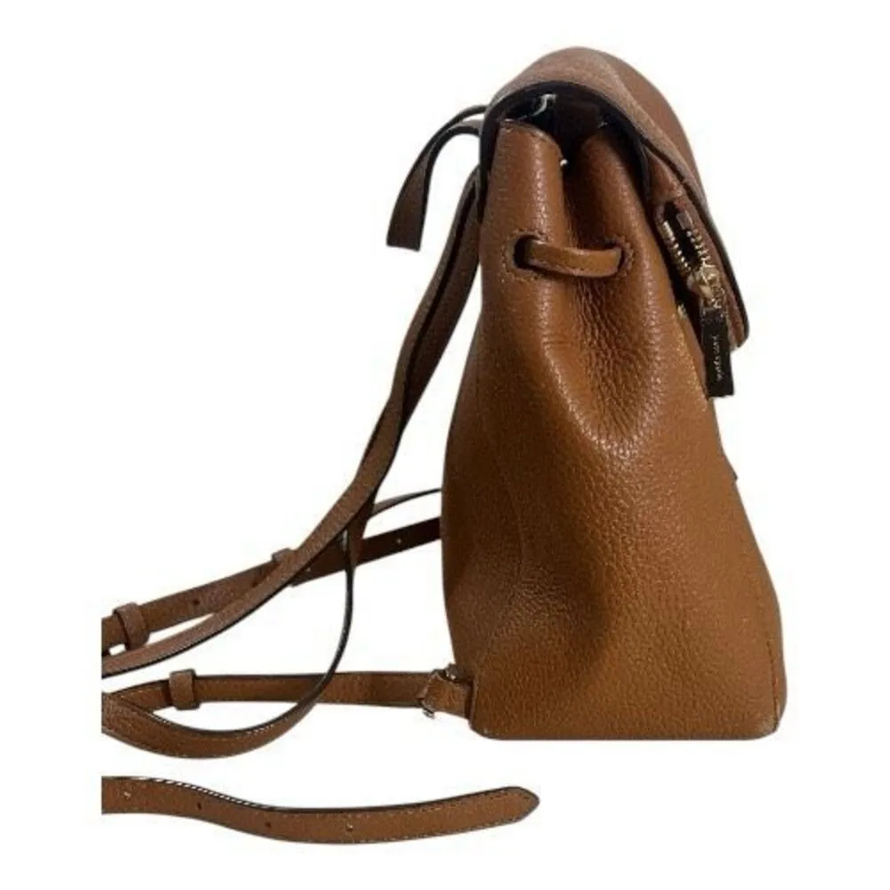 Kate Spade New York Leila Medium Flap Backpack Brown Pebbled Leather - Image 4