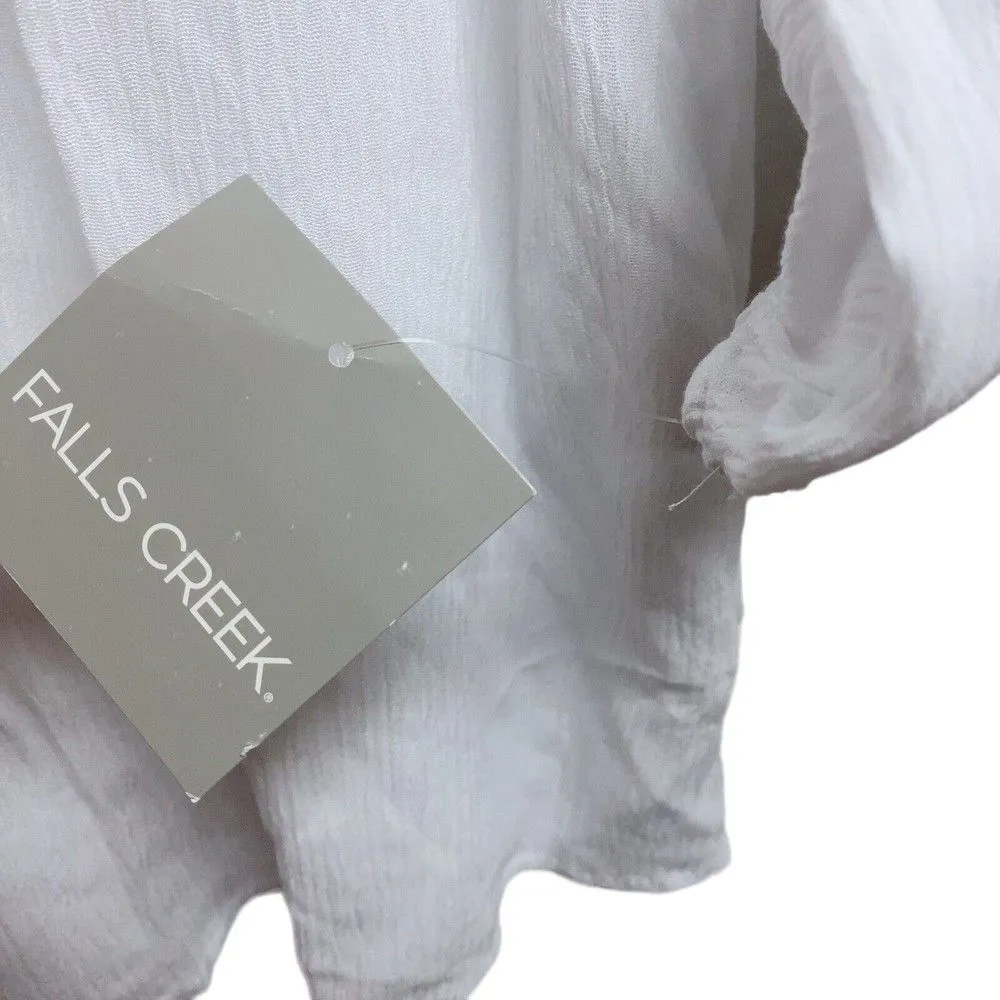 Coldwater Creek Woman's Plus 1X White Blouse Off Shouder Semi Sheer Gauzy? Top - Image 8