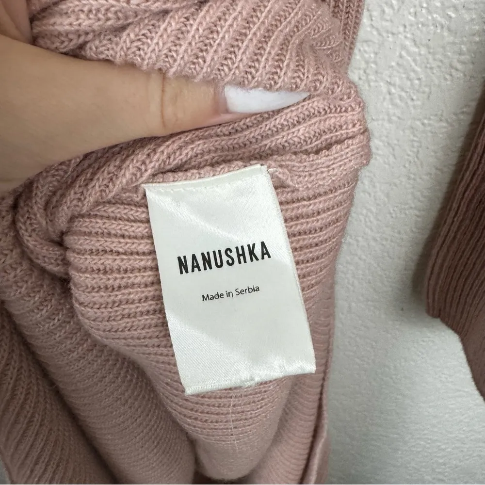Nanushka Canaan Knit Turtleneck Dress in Apricot Merino Wool Cashmere Angora S Pink - Image 6