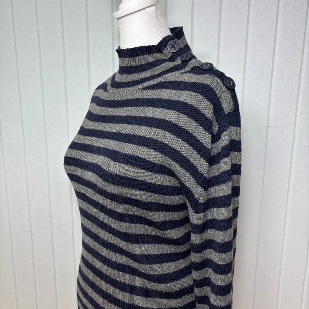 Lauren Ralph Lauren Vintage Cotton Gray‎ and Navy Turtleneck Sweater Size XL - Image 3