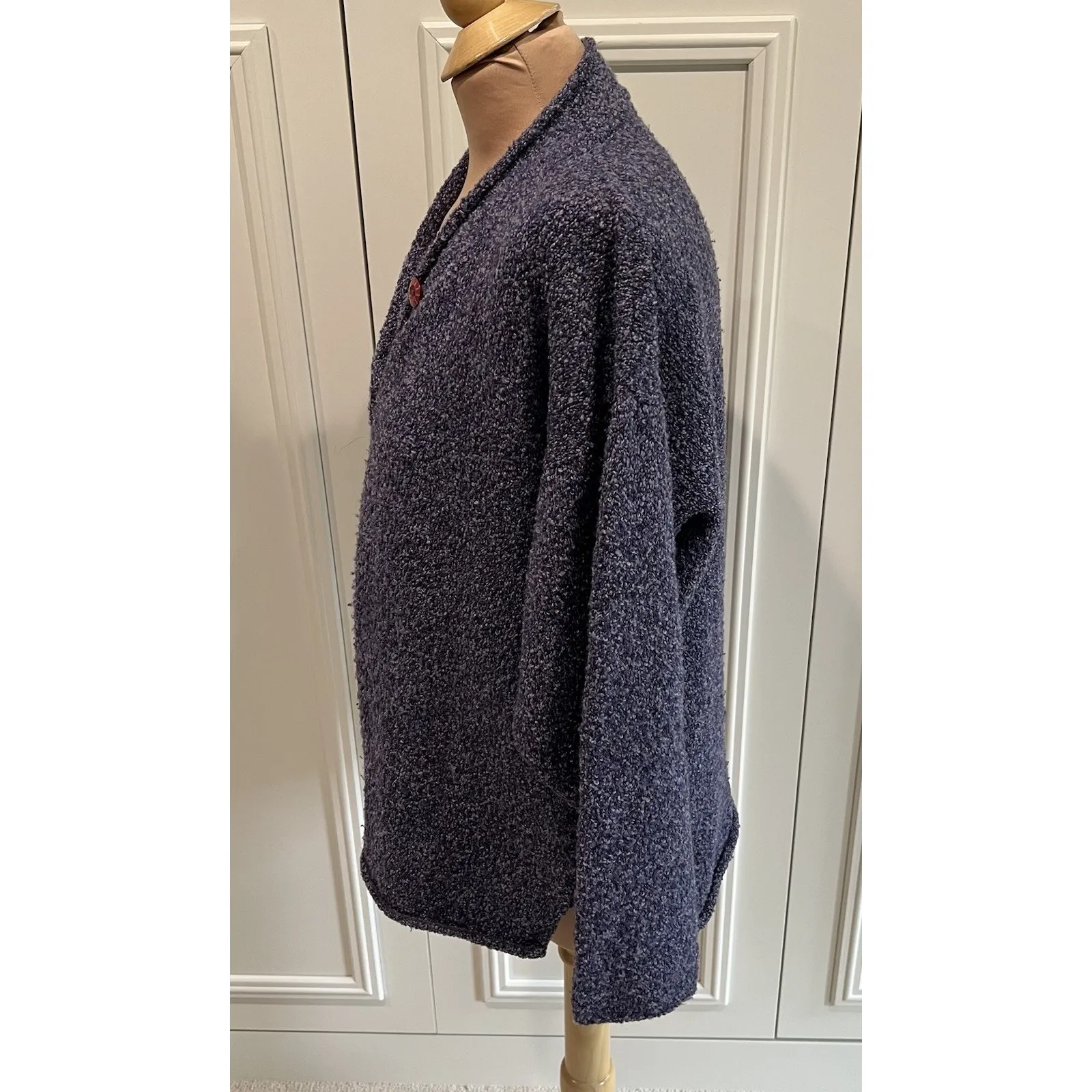 Judith Glue Pure New Wool Cardigan‎ Sweater Blue Marled Grannycore Cozy Scotland Size XL - Image 6