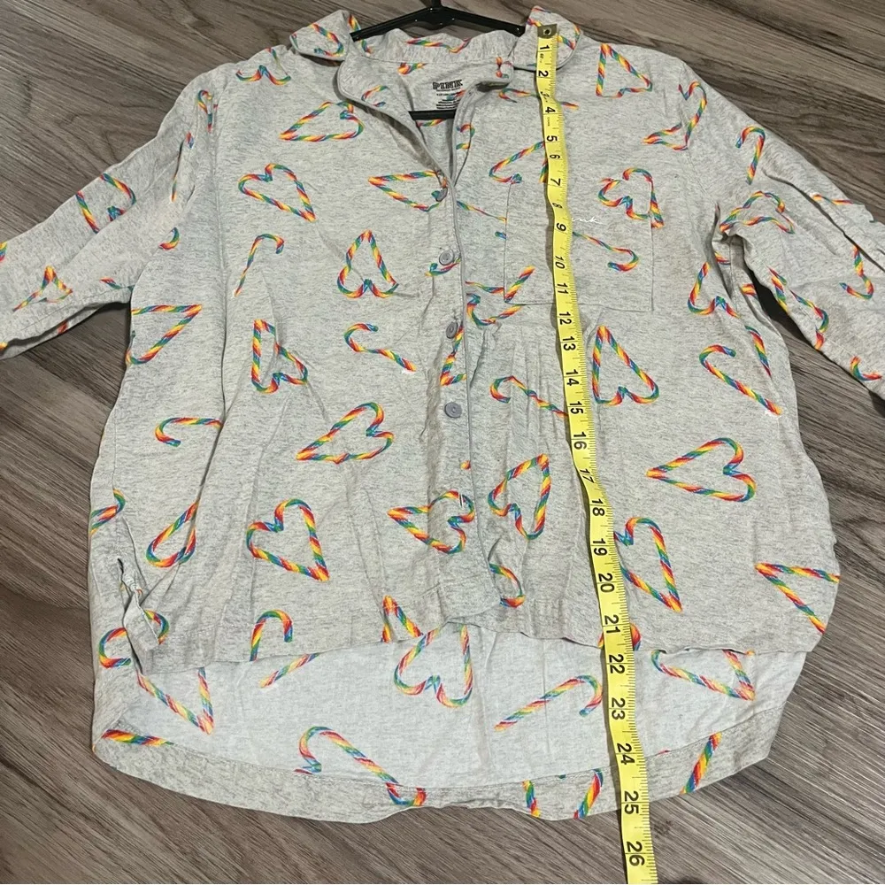 Victoria's Secret PINK Rainbow Candy Cane Pajamas Long Sleeve Top: Size Small - Image 6