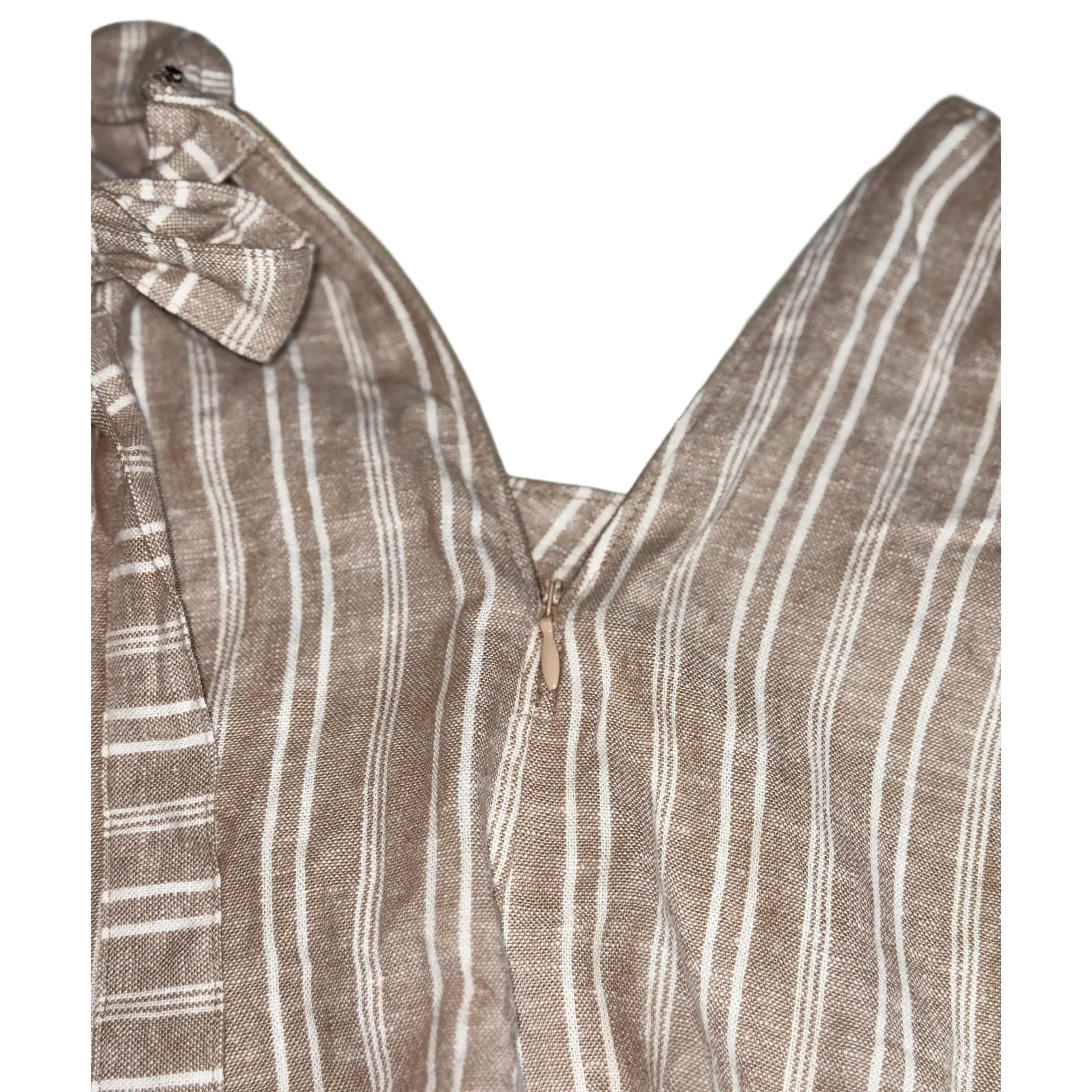 NEW Abercrombie & Fitch White Tan Striped Linen Ruffle Wrap Mini Skirt Size XS - Image 8