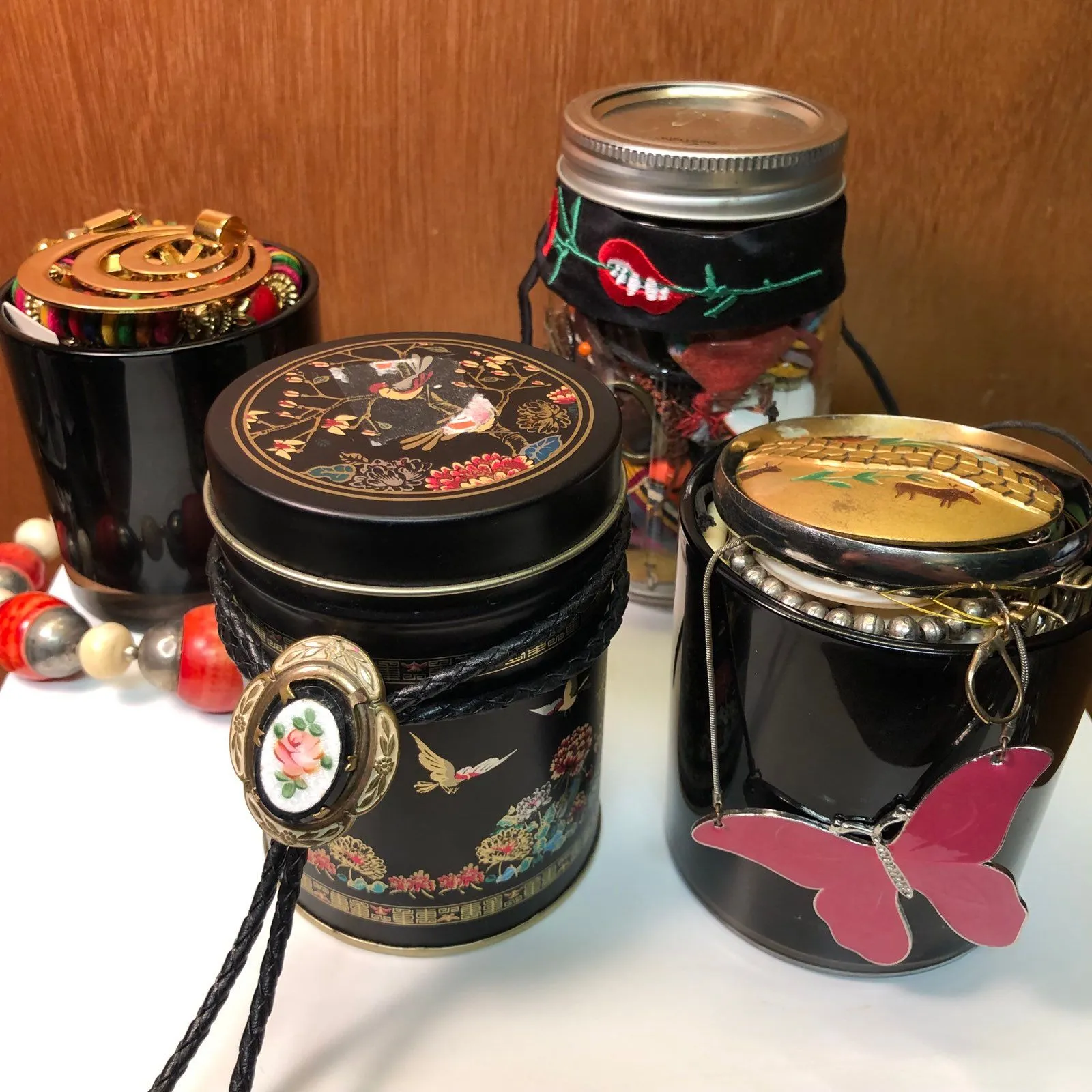 Gaudy Glam Jewelry Jar, 20+ Campy Casino Babe Vintage Jewelry Bundle Blue - Image 5