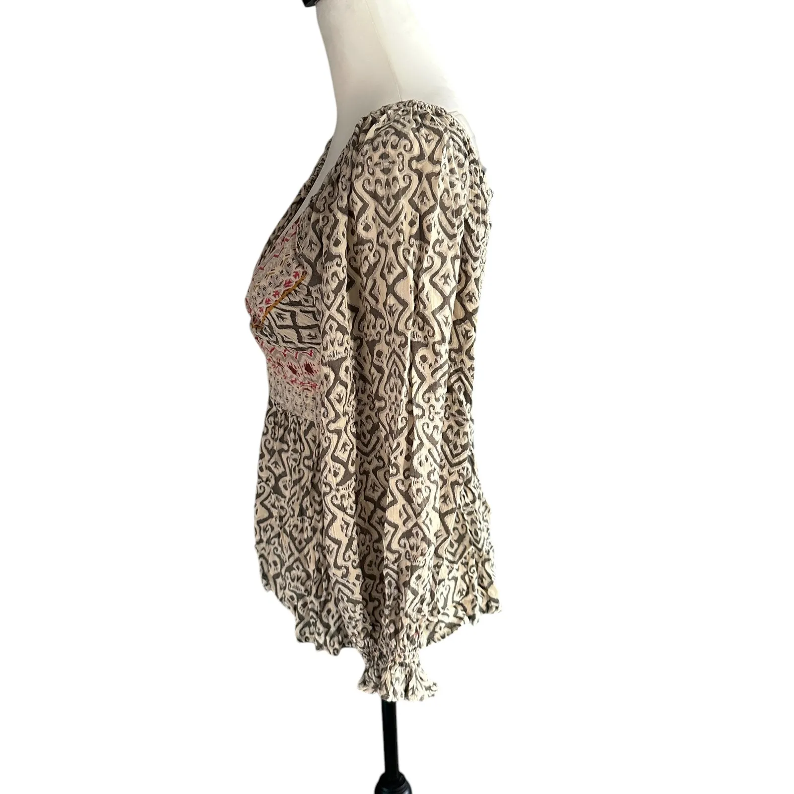 Angie Love Sleeve Top beige Gray Orange Pink Large - Image 4