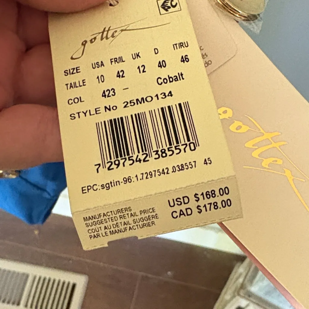 NWT Gottex MONTECARLO ROUND NECK CHAIN STRAPS ONE PIECE SWIMSUIT Blue Size L - Image 3