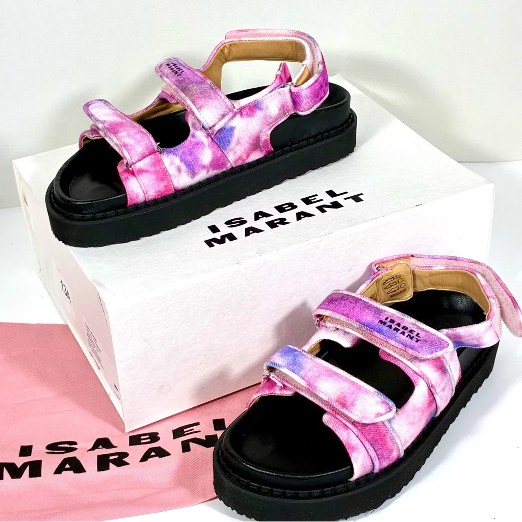 Isabel Marant Madee Platform Sandal Mulberry Tie Dye 41 10 NEW Flat - Image 2