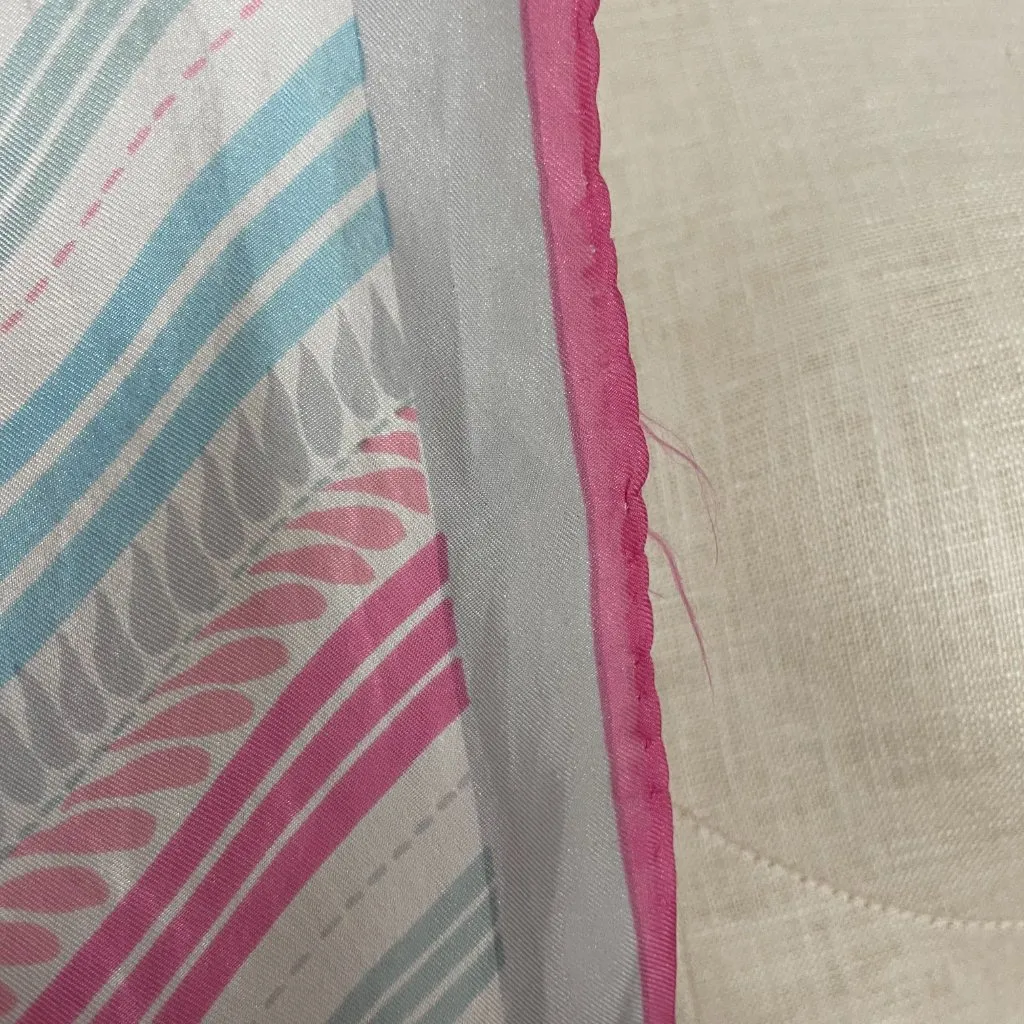 Vintage Scarf Square Diagonal Stripes Twee Retro Pink‎ White Blue Gray 22.5x23 - Image 7