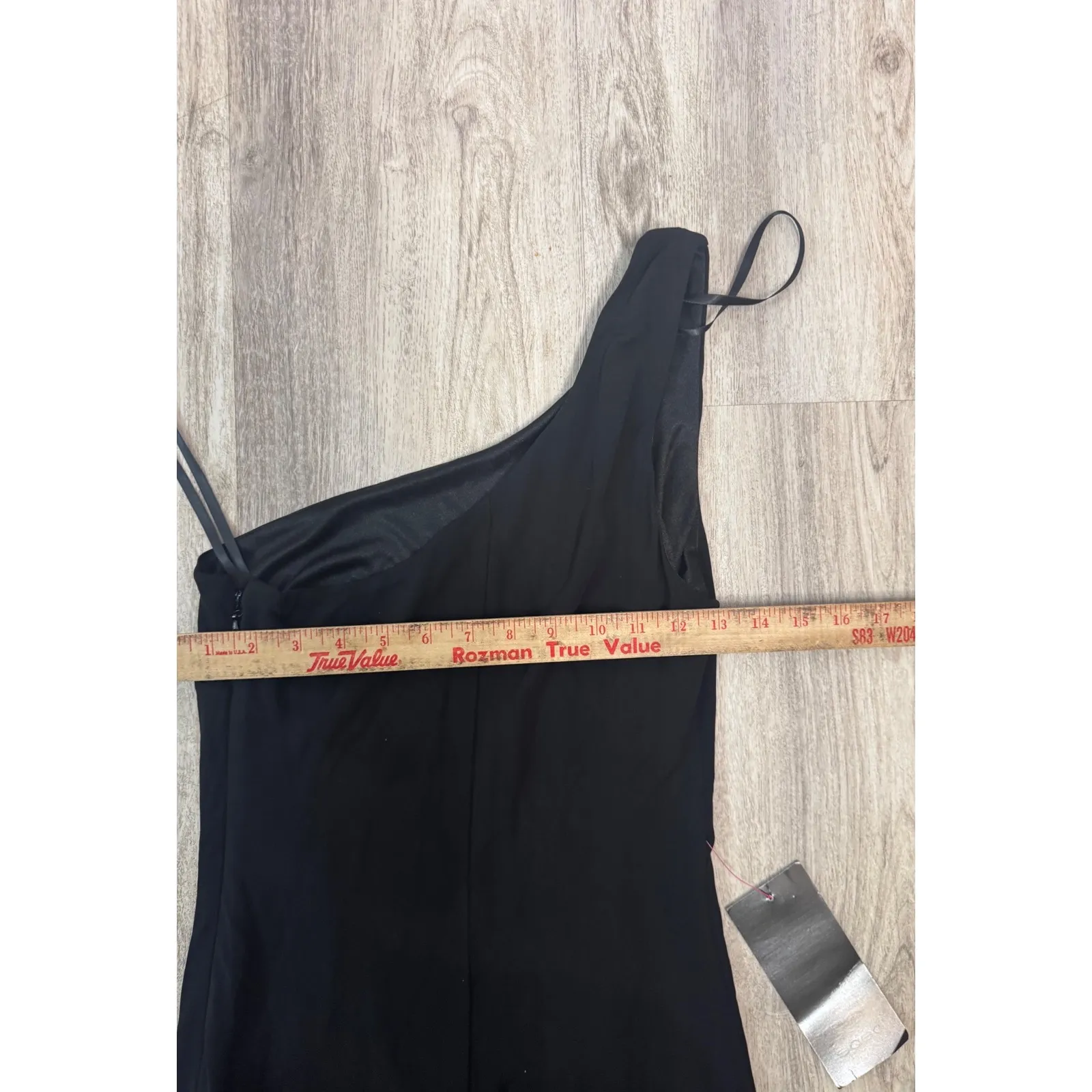 Bebe Black One Shoulder Maxi Dress Full Zip Style Size Small NWT - Image 5