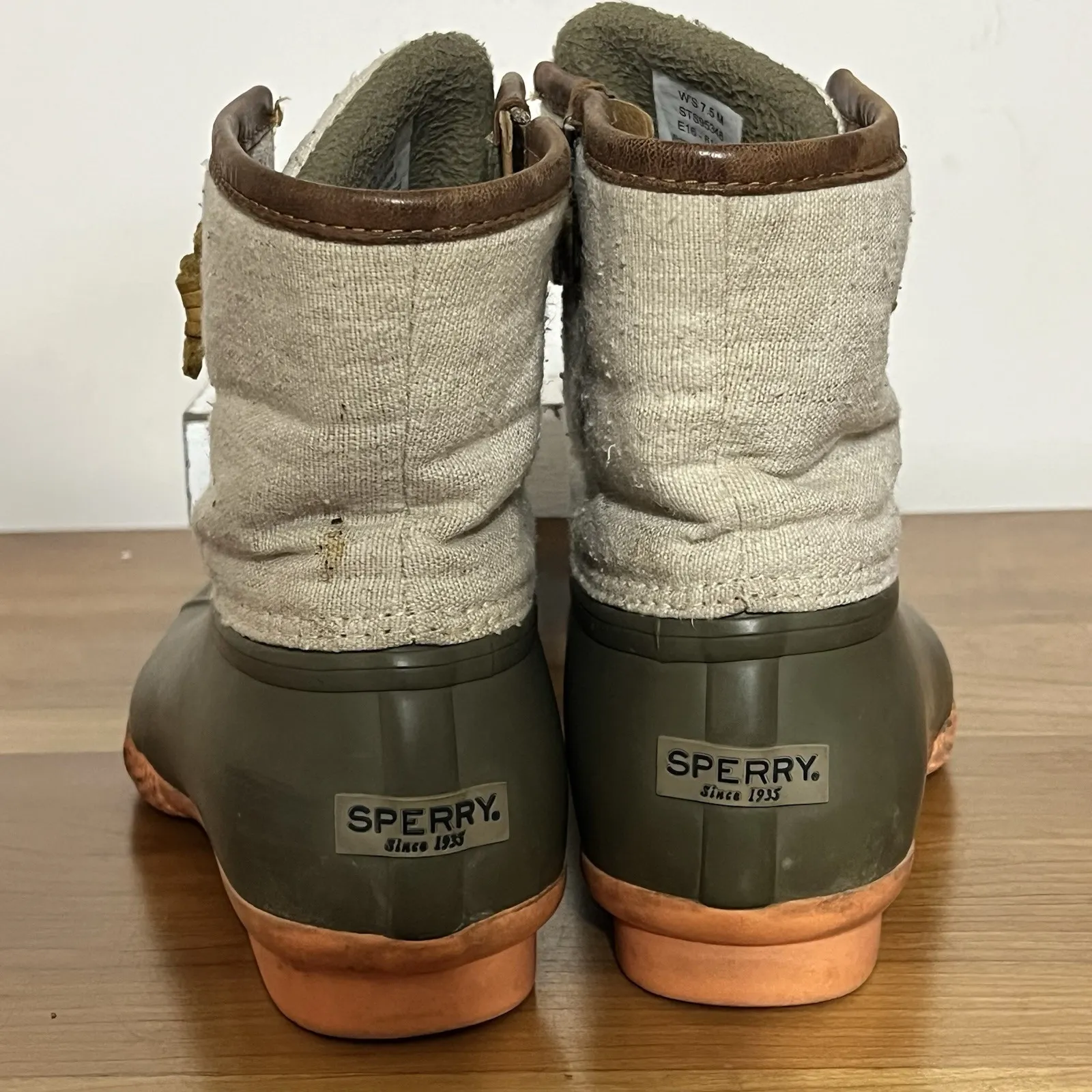 Sperry Womens Top-Sider Saltwater Rain Duck Boots Canvas Green Size 7.5 M - Image 4