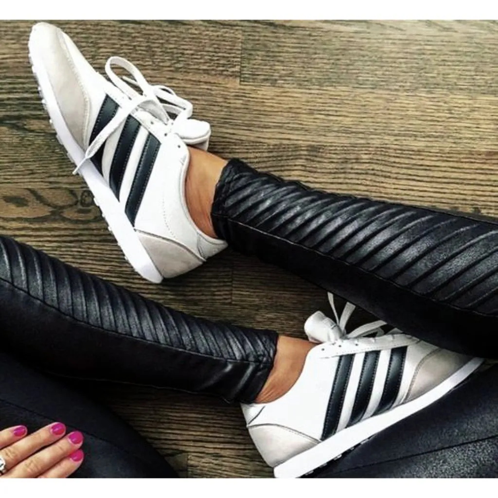 Spanx Faux Leather Moto Leggings Black Shiny Biker Motorcycle Edgy Skinny Pants - Image 6